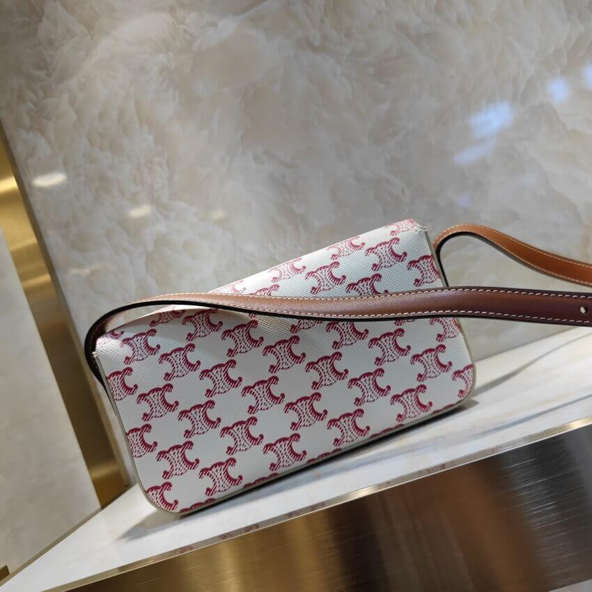 Celine Triomphe Shoulder Bag In Triomphe Canvas and Calfskin 194142