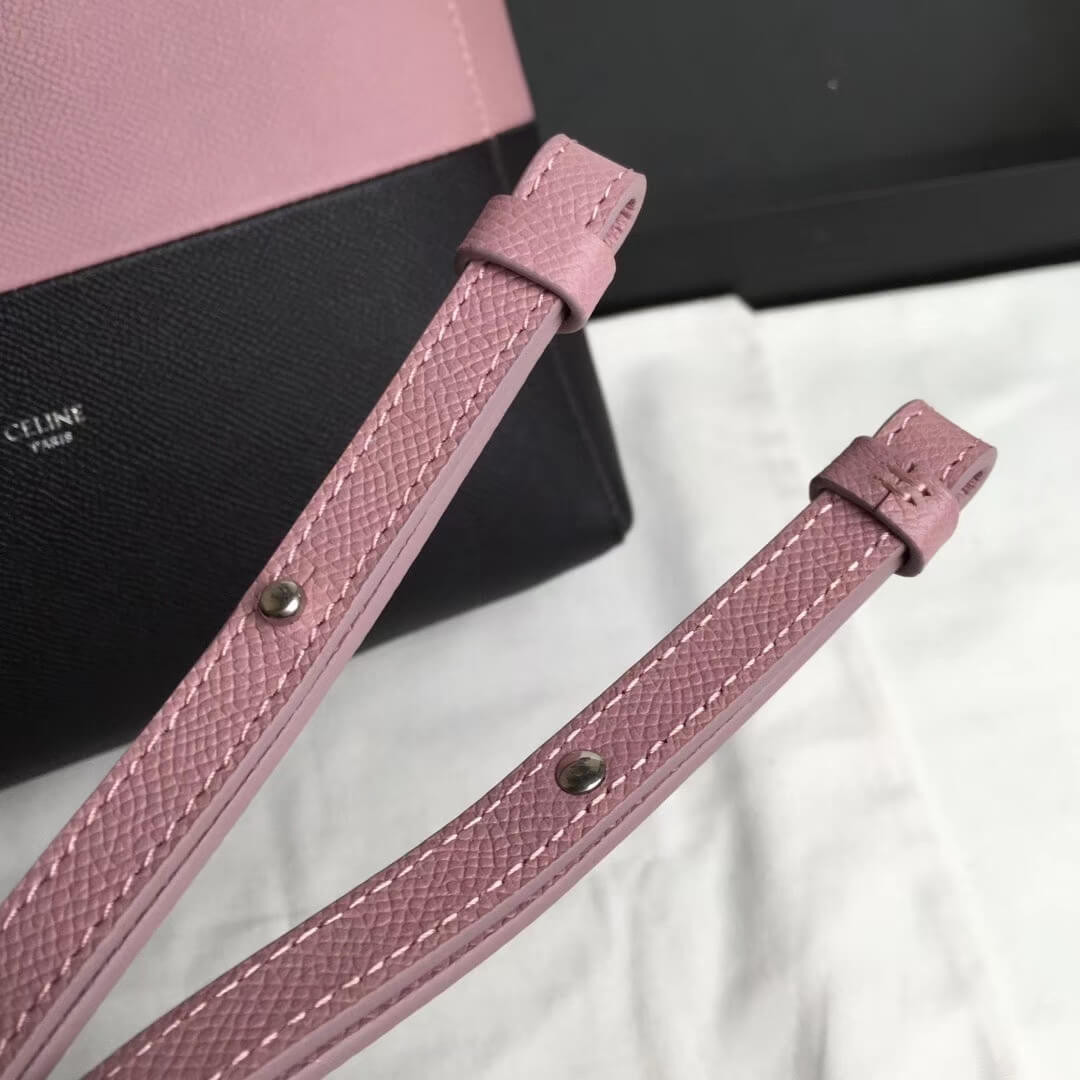 Celine Small Cabas In Grained Calfskin 189813 Pink/Black