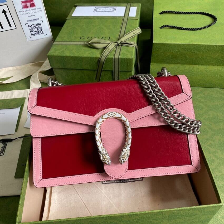 Gucci Dionysus Small Shoulder Bag 400249 Red and Pink Leather