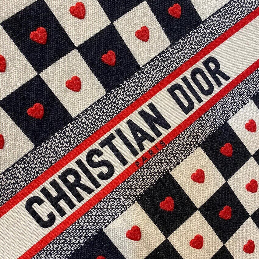 Christian Dior Dioramour Book Tote D-Chess Heart Embroidery M1286
