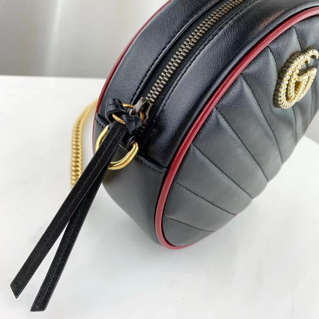 Gucci GG Marmont Mini Round Shoulder Bag 550154 Black