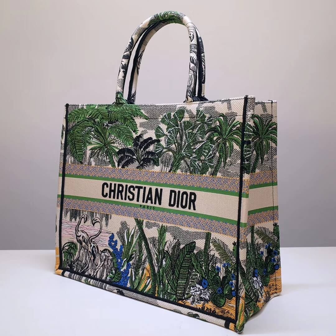Christian Dior Book Tote Bag In Embroidered Canvas M1286
