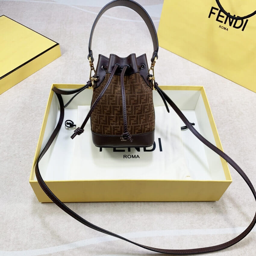 Fendi Mon Tresor Brown Leather Mini-Bag with FF Print 8BS010