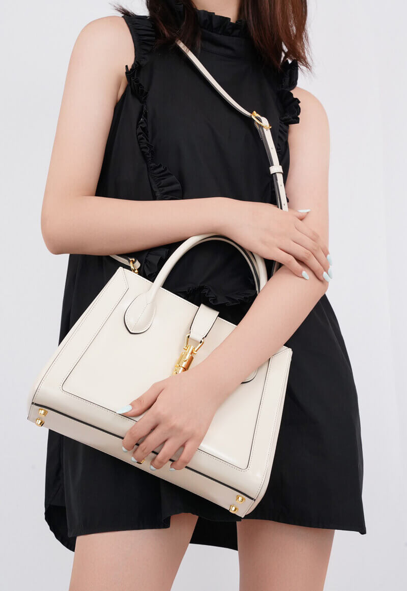 Gucci Jackie 1961 Medium Tote Bag in White Leather 649016