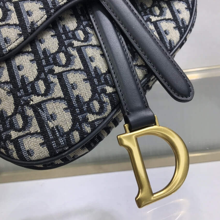 Dior Mini Saddle Bag Blue Oblique Jacquard M0447