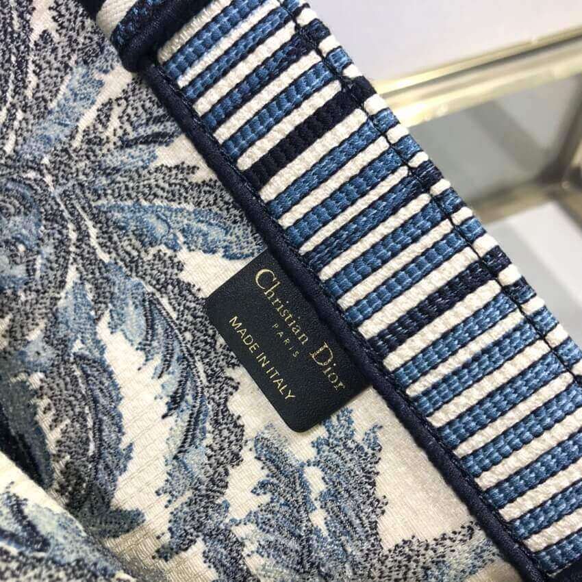 Dior Book Tote in Blue Palms Embroidery M1286