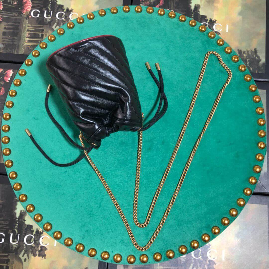 Gucci GG Marmont Mini Bucket Bag 575163 Black