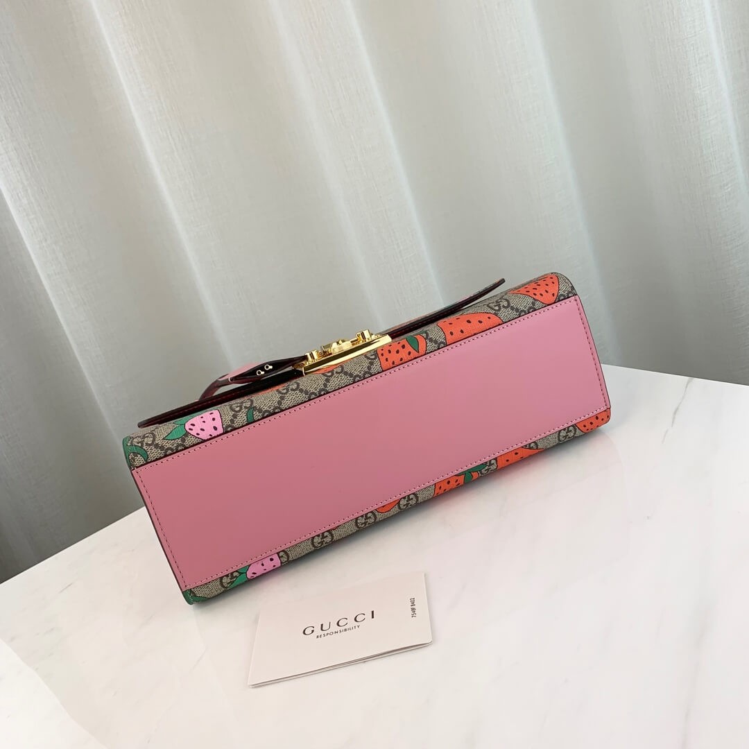 Gucci Padlock GG Strawberry Medium Shoulder Bag 409486