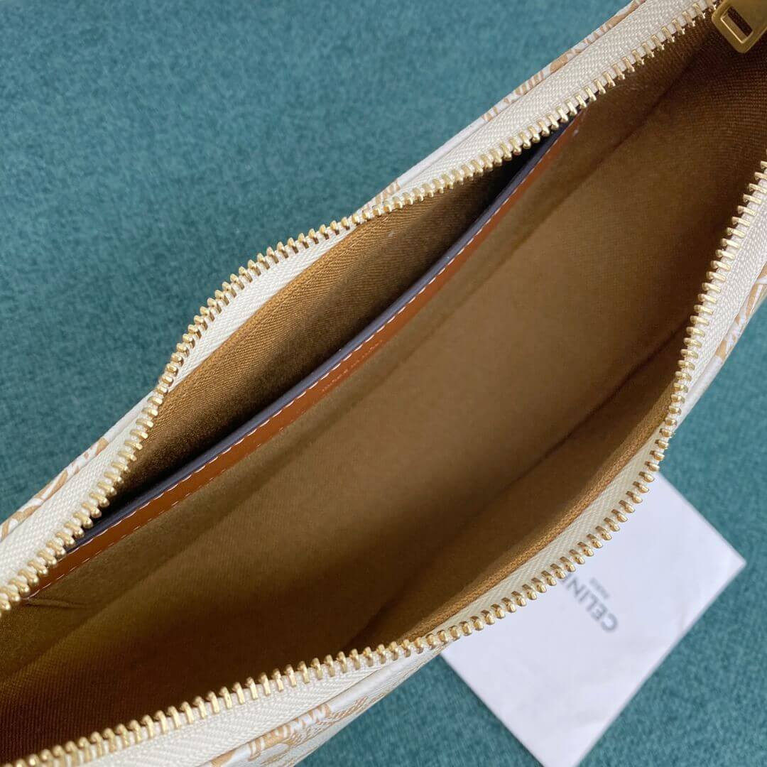 Celine Ava Bag In Triomphe Canvas 193952 White