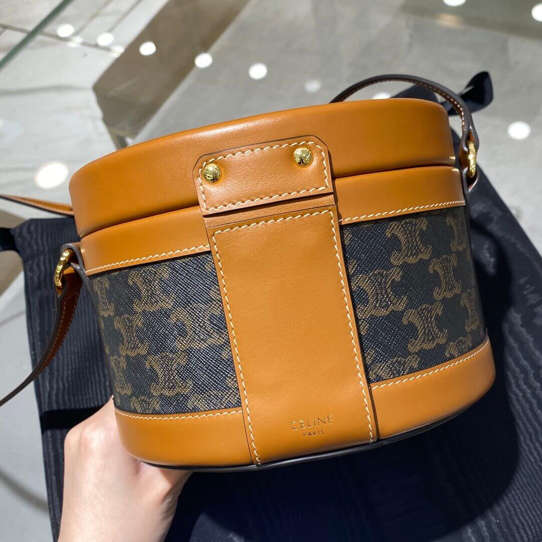 Celine Medium Tambour Bag In Triomphe Canvas 195192