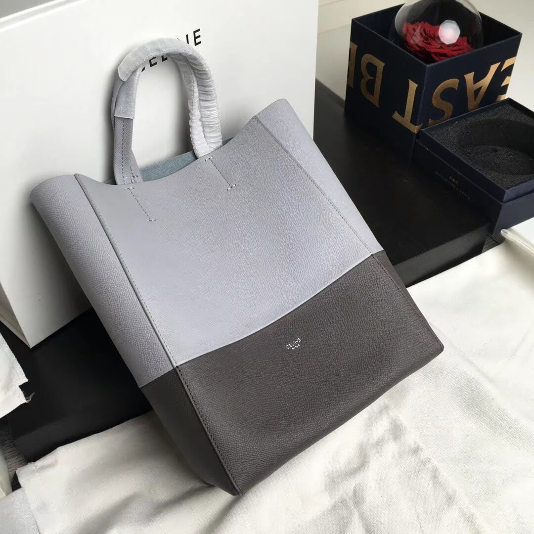 Celine Small Cabas In Grained Calfskin 189813 Light Gren/Grey