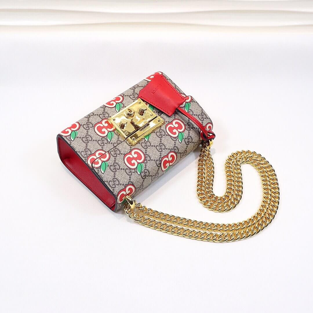 Gucci GG Apple Print Padlock Small Shoulder Bag 409487