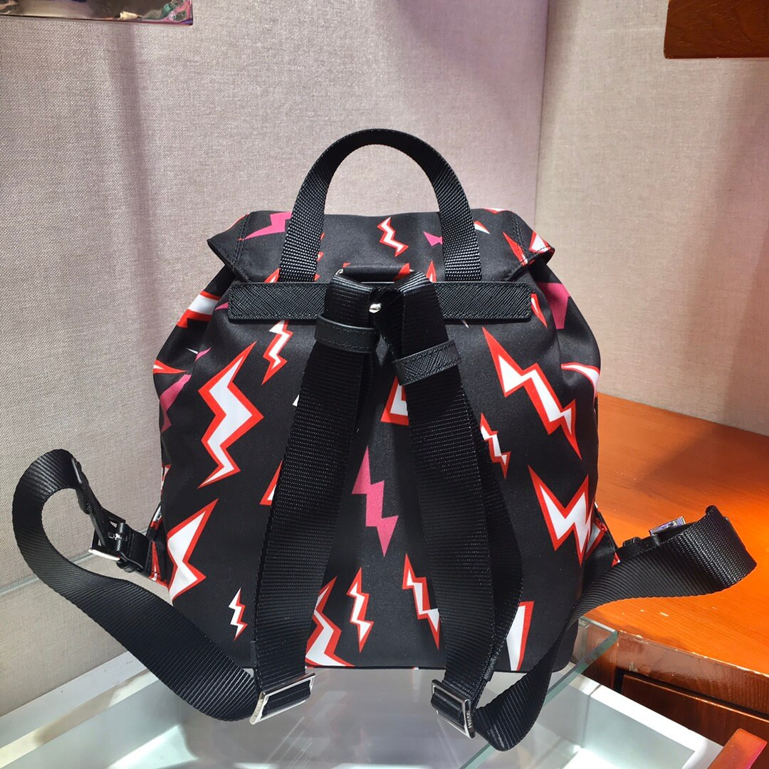 Prada Lightning Print Nylon Small Backpack 1BZ677