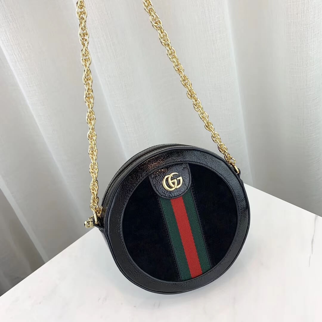 Gucci Suede Ophidia Mini Round Shoulder Bag 550618