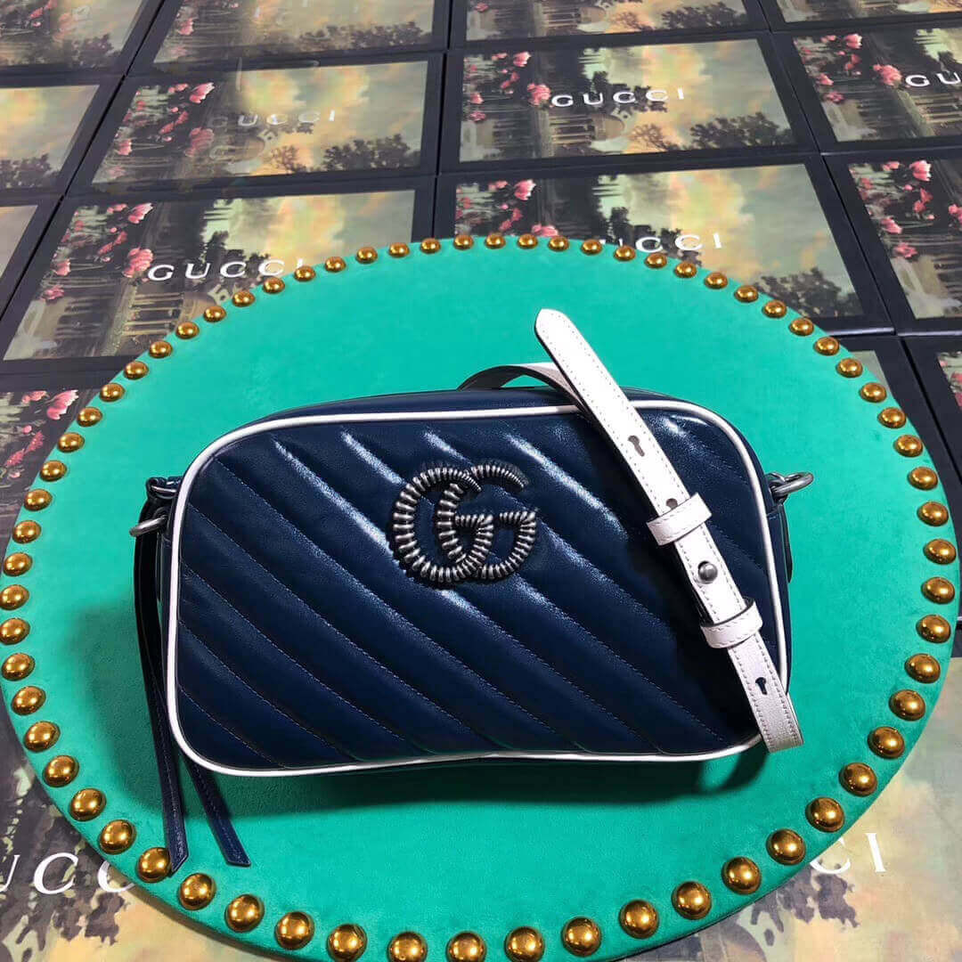 Gucci GG Marmont Small Shoulder Bag 447632 Blue