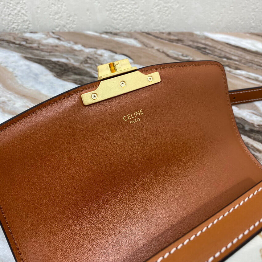 Celine Teen Triomphe Bag in Triomphe Canvas and Calfskin 188882 White