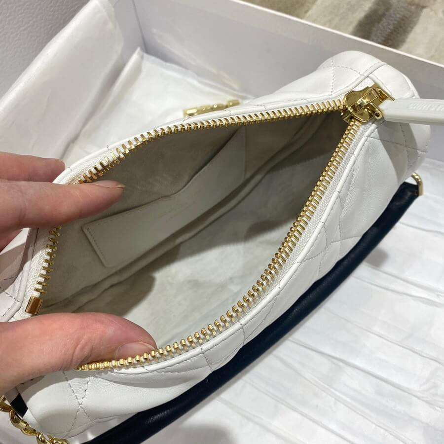 Christian Dior Small Vibe Hobo Bag M7200 White Cannage Lambskin