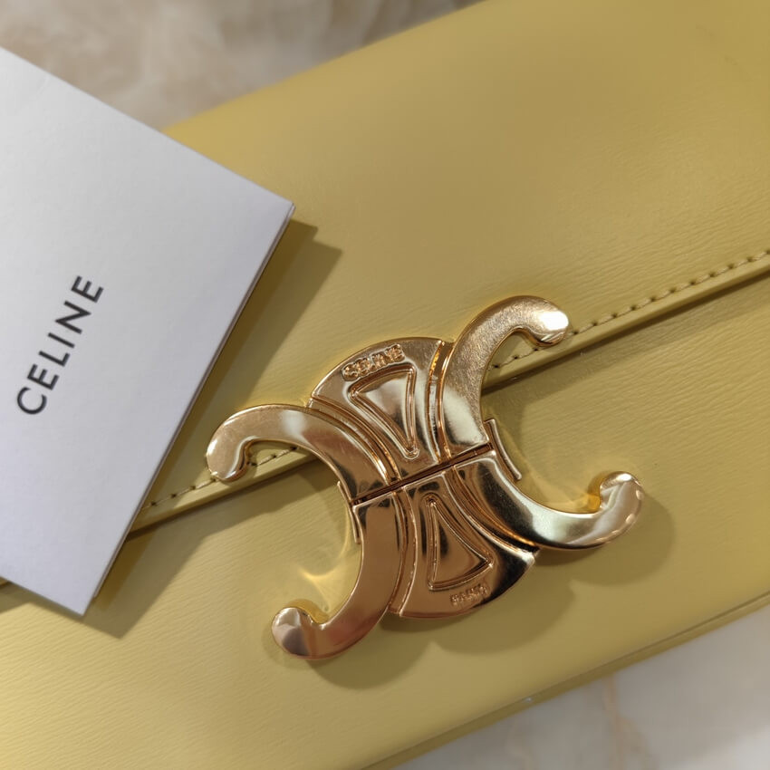 Celine Triomphe Shoulder Bag In Shiny Calfskin 194143 Papyrus