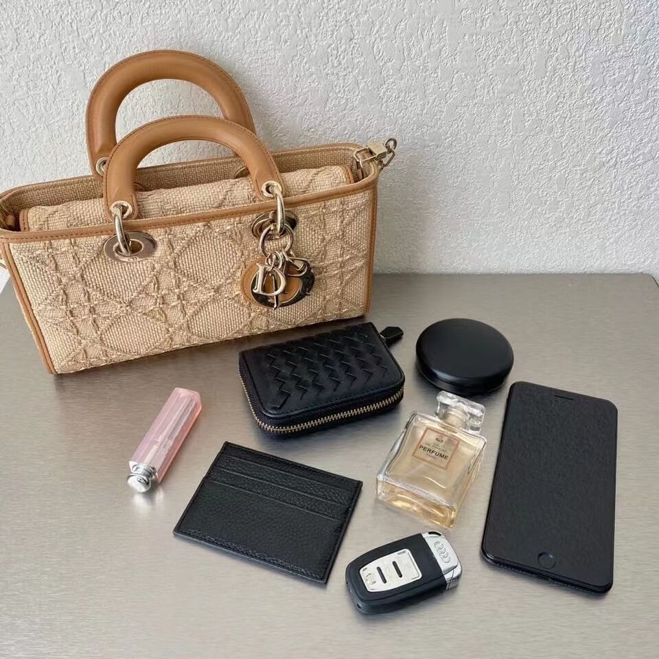 Christian Dior Lady D-Joy Bag Natural Cannage Raffia M05400