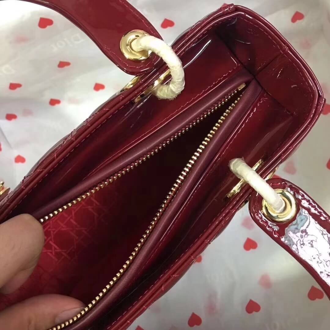 Christian Dior Patent Calfskin Lady Dior Bag M0565