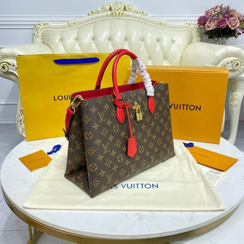 Louis Vuitton Monogram Canvas Flower Tote M43553 Red