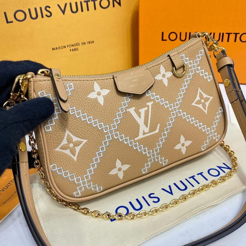Louis Vuitton Monogram Empreinte Easy Pouch On Strap M81137 Arizona Beige