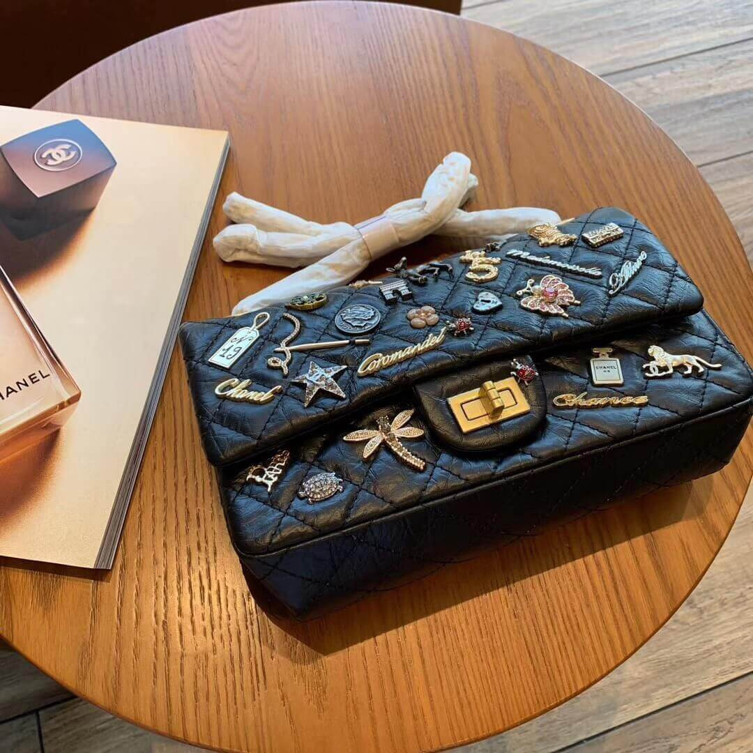 Chanel Aged Calfskin Lucky Charms 2.55 Reissue 225 Flap Black