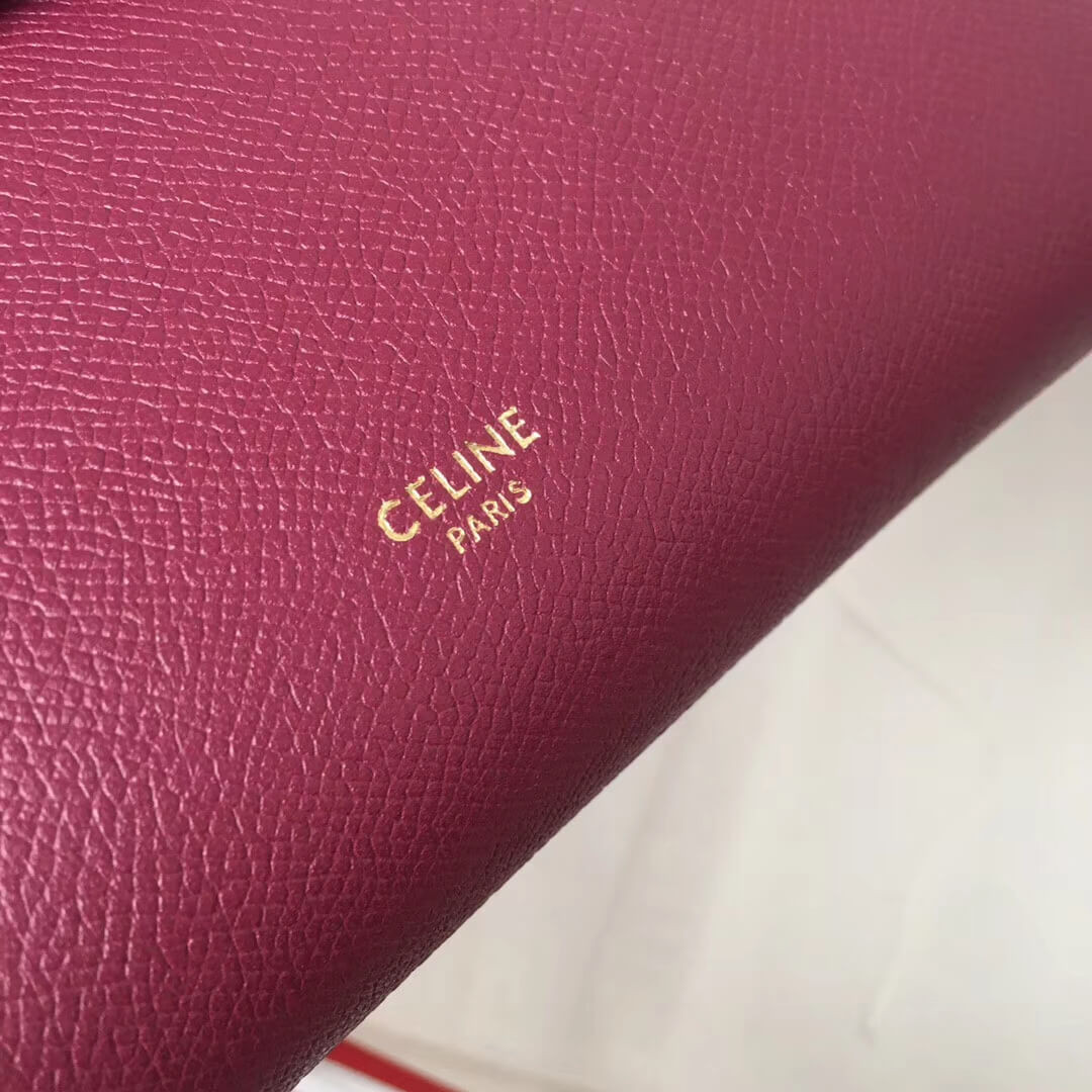 Celine Micro Belt Bag In Grained Calfskin 189153 Burgundy