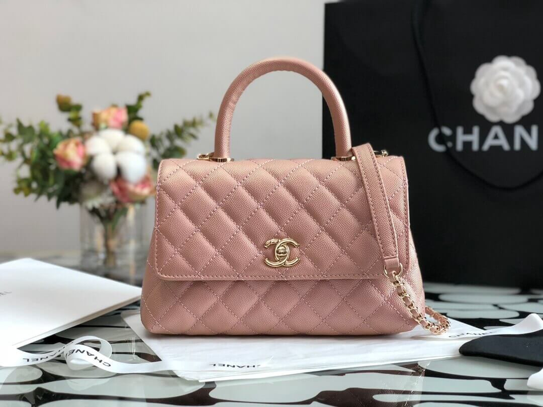Chanel Grained Calfskin Mini Flap Bag with Top Handle 99003