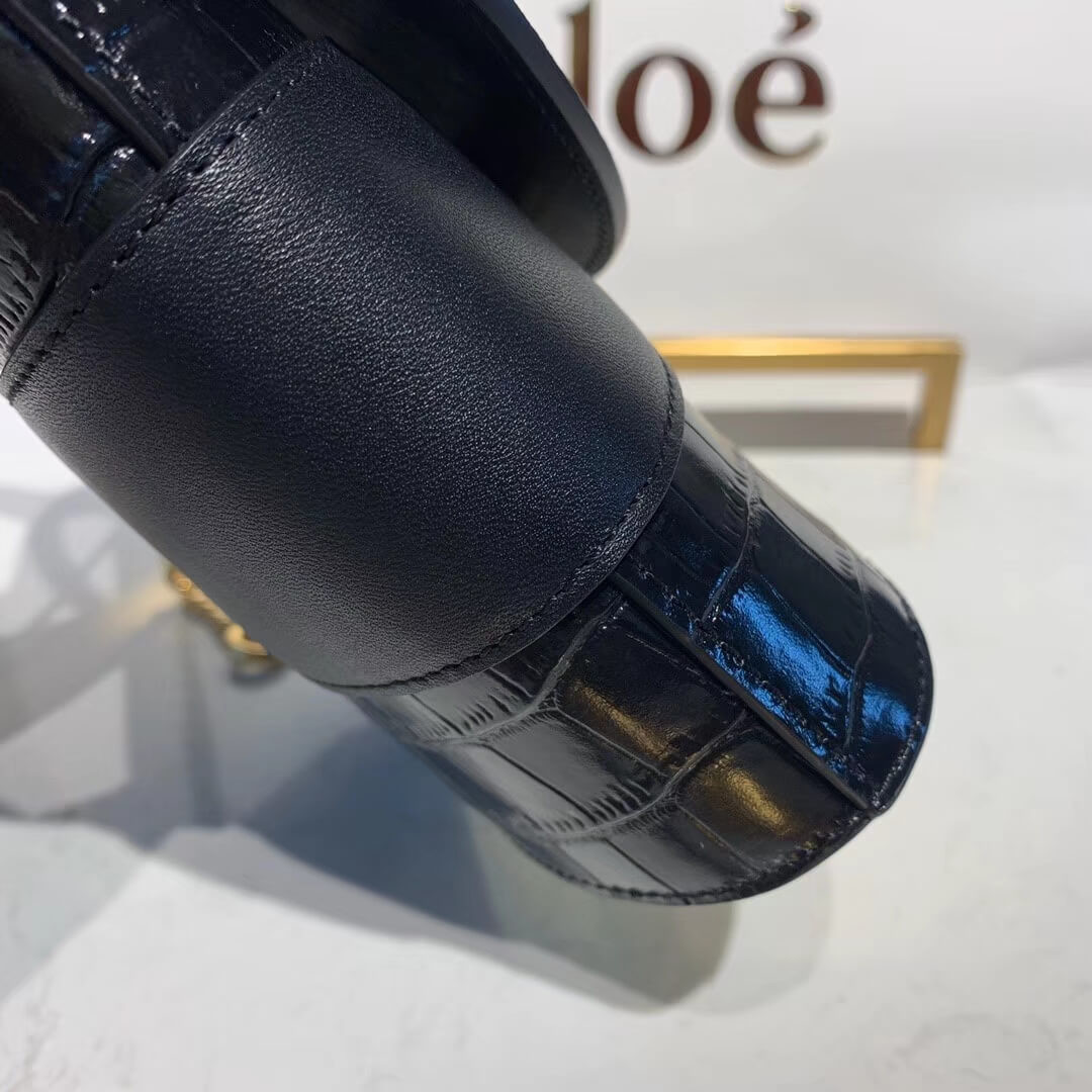 Chloe Small Aby Lock Chain Bag Embossed Croco Effect S1220