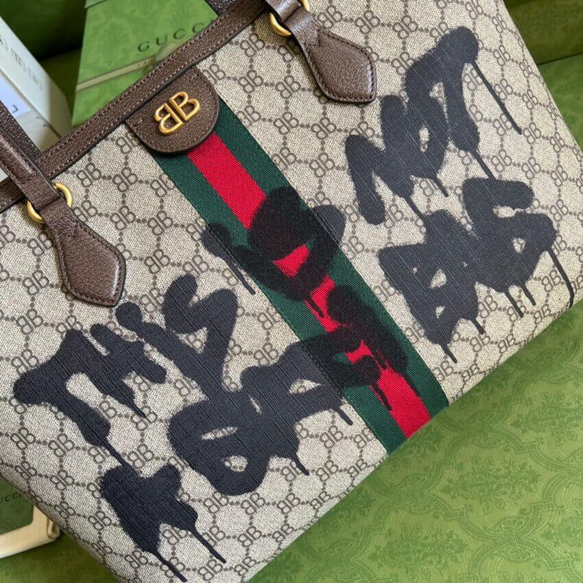 Balenciaga x Gucci Hacker Graffiti Medium Tote Bag 680125