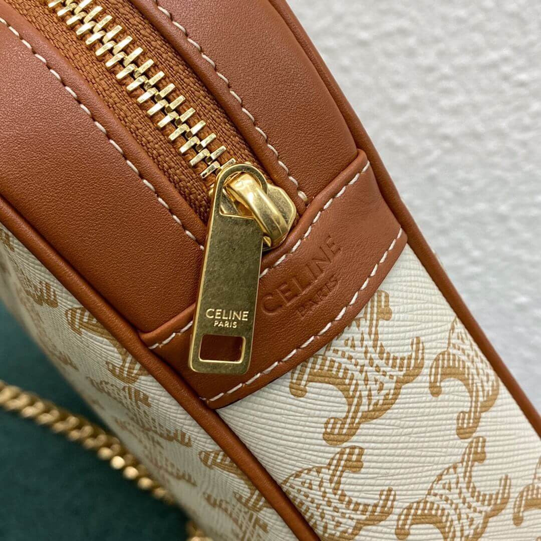 Celine Medium Patapans In Triomphe Canvas 195452 White