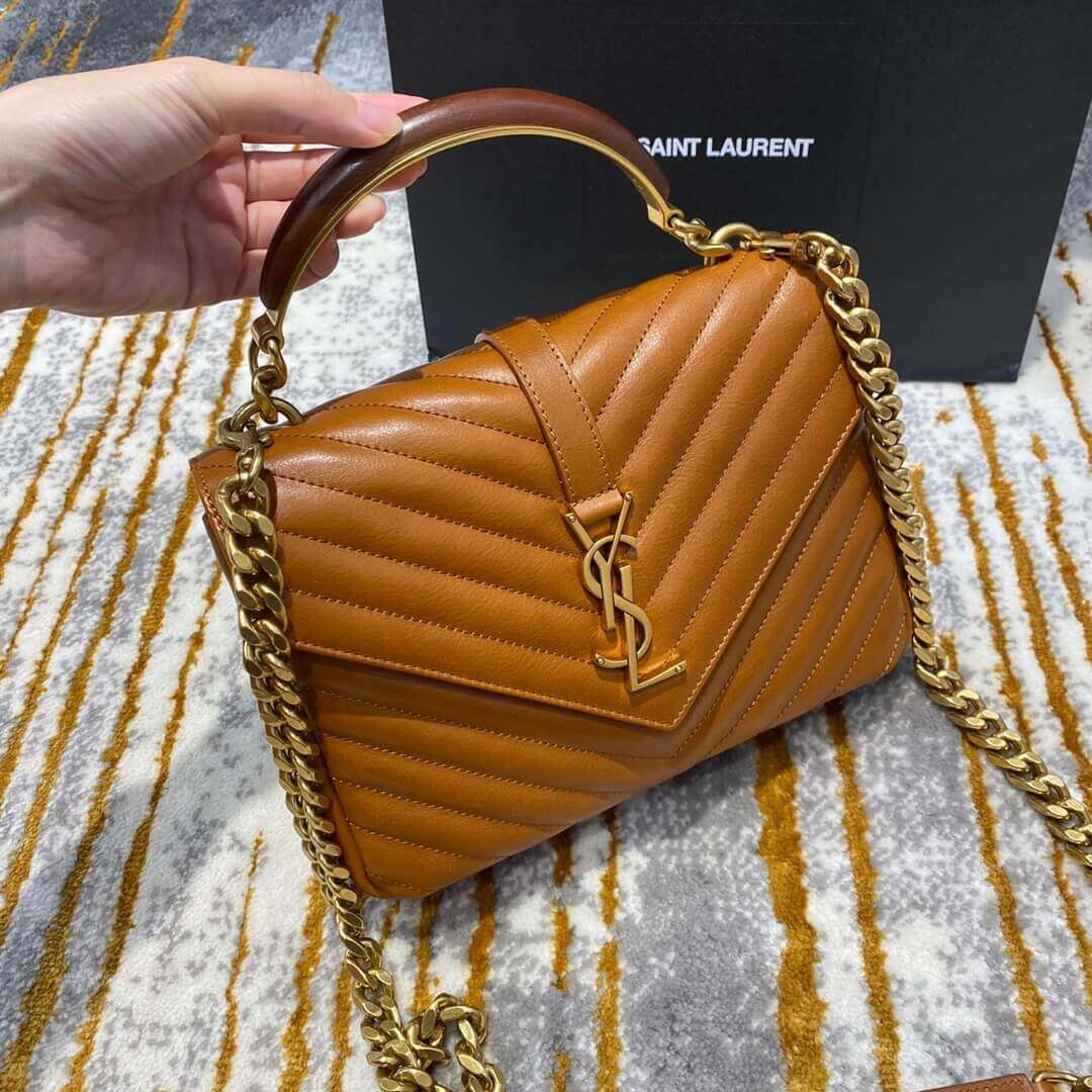 YSL Saint Laurent Medium Monogramme College Bag With Wooden Handle 500839