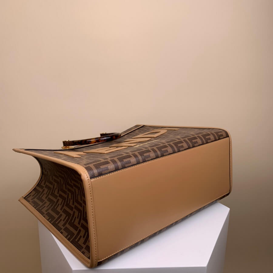 Fendi Medium Sunshine Shopper 8BH386 FF Glazed Fabric