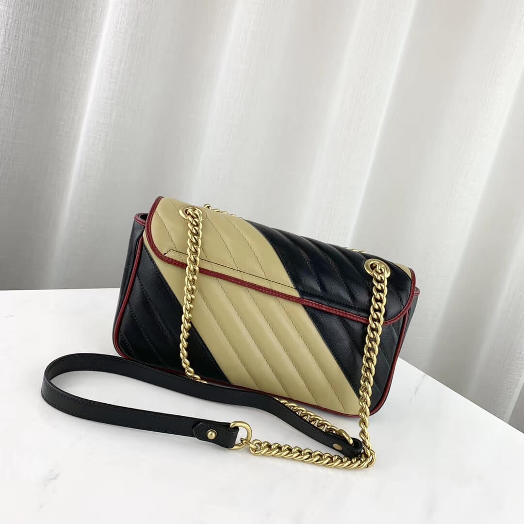 Gucci GG Marmont Small Shoulder Bag 443497 Beige/Black