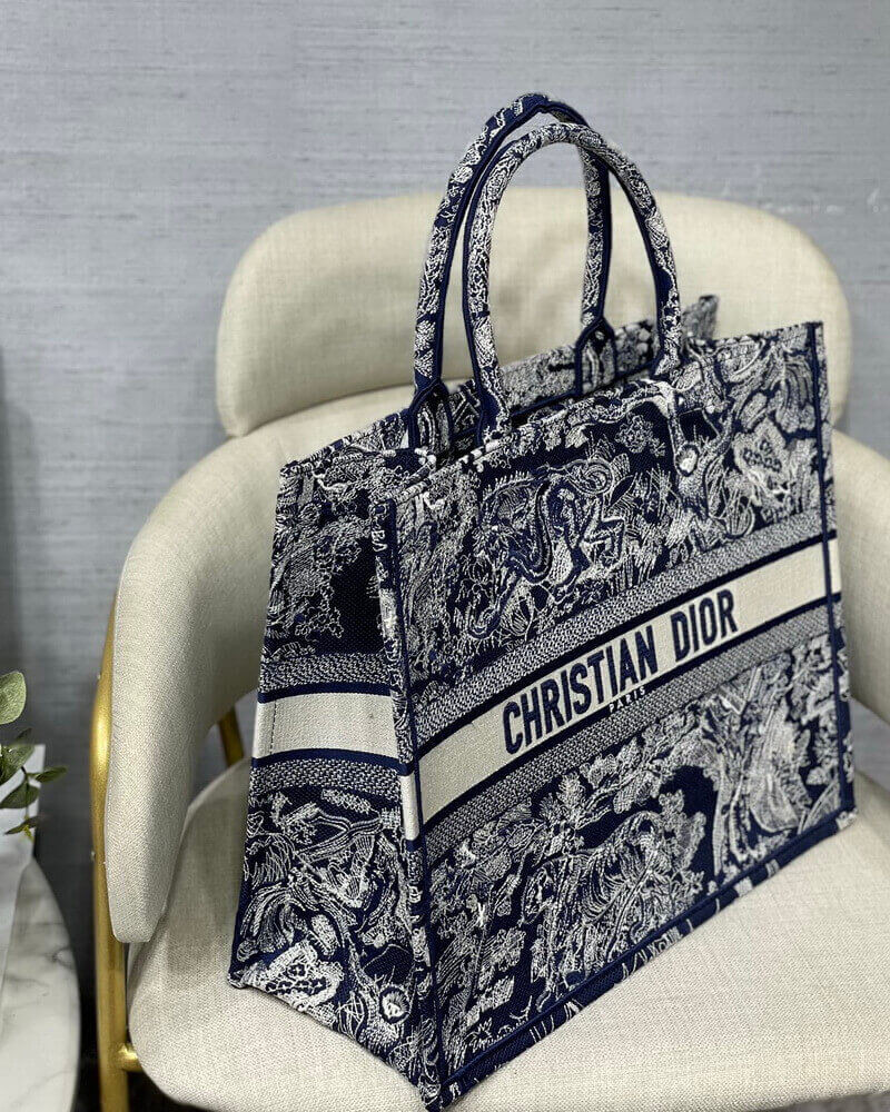 Dior Book Tote Blue Toile de Jouy Reverse Embroidery M1286