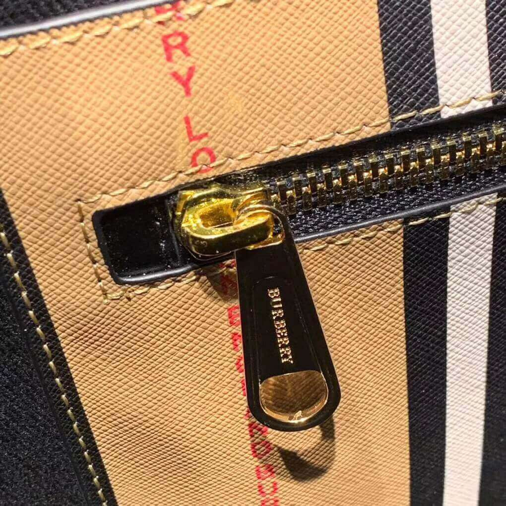 Burberry Logo and Stripe E-canvas Portrait Tote Bag 80224771