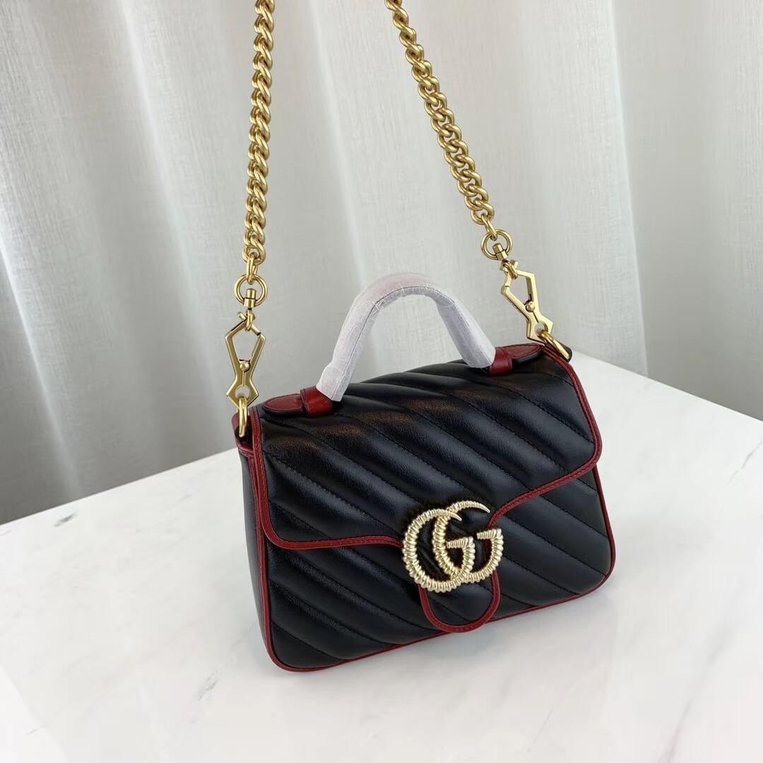 Gucci GG Marmont Mini Top Handle Bag 583571 Black