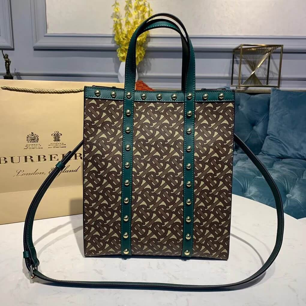 Burberry Small Monogram Print E-canvas Portrait Tote Bag 80250691