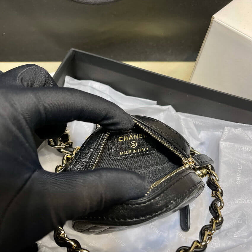 Chanel Lambskin Leather Pouch With Chain AP2568
