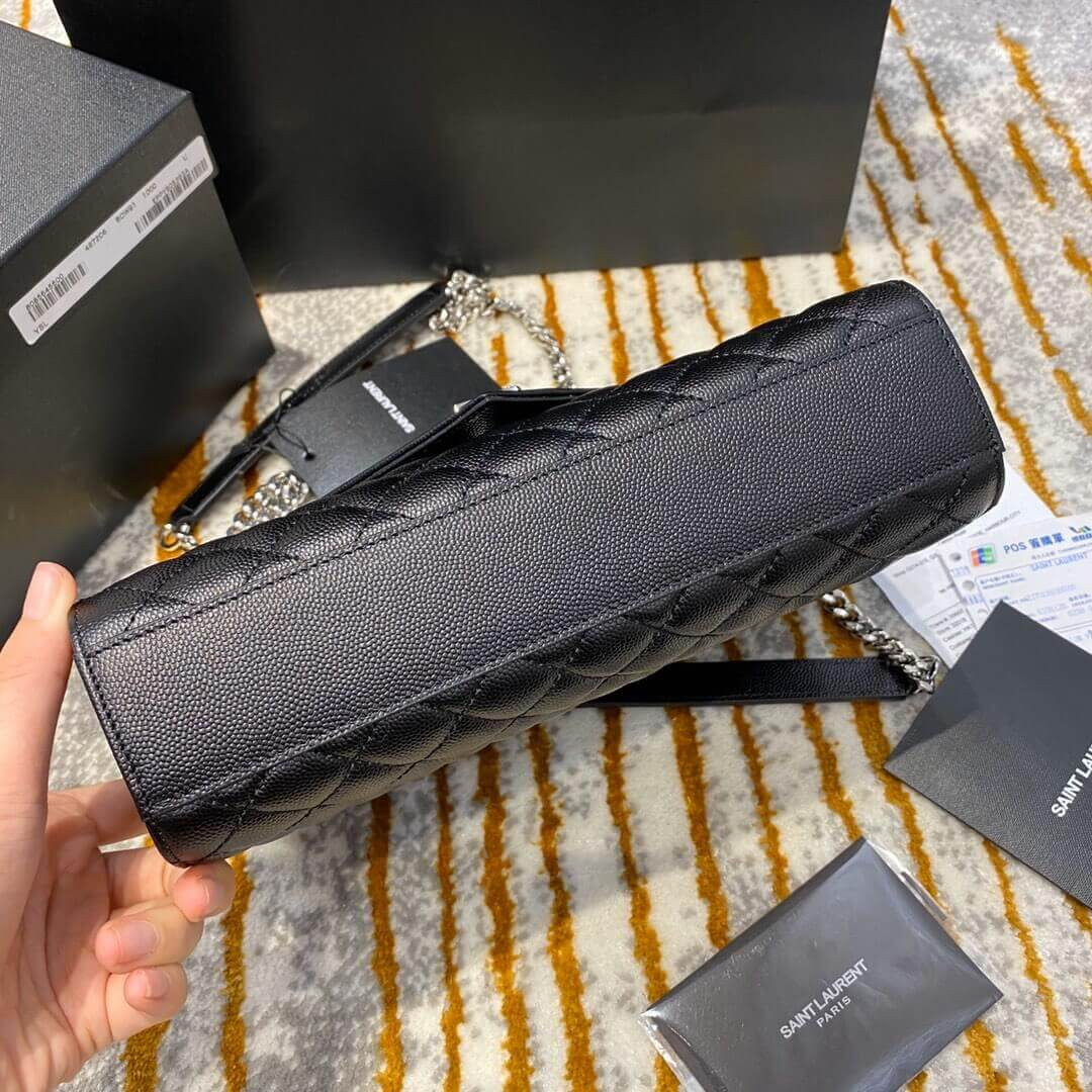 Saint Laurent Grain Leather Envelope Medium Bag 487206 Black