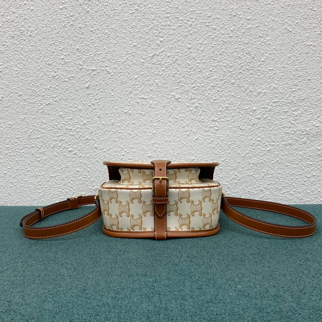 Celine Medium Folco Bag In Triomphe Canvas 191502 White