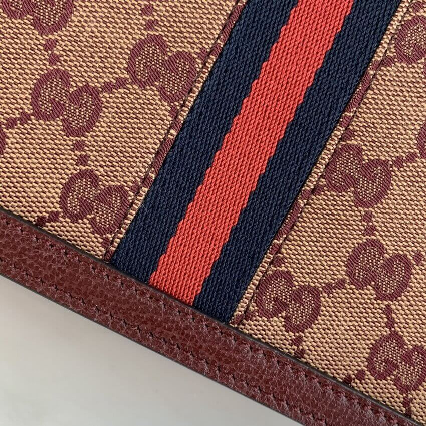 Gucci Ophidia Small Top Handle Bag With Web 651055 Burgundy