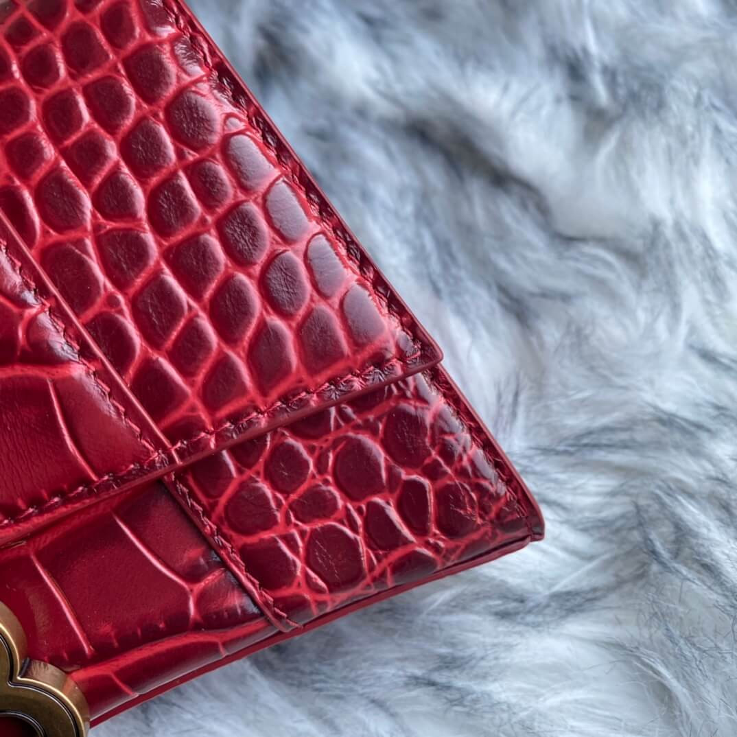 Balenciaga Hourglass XS Croc-Effect Leather Tote