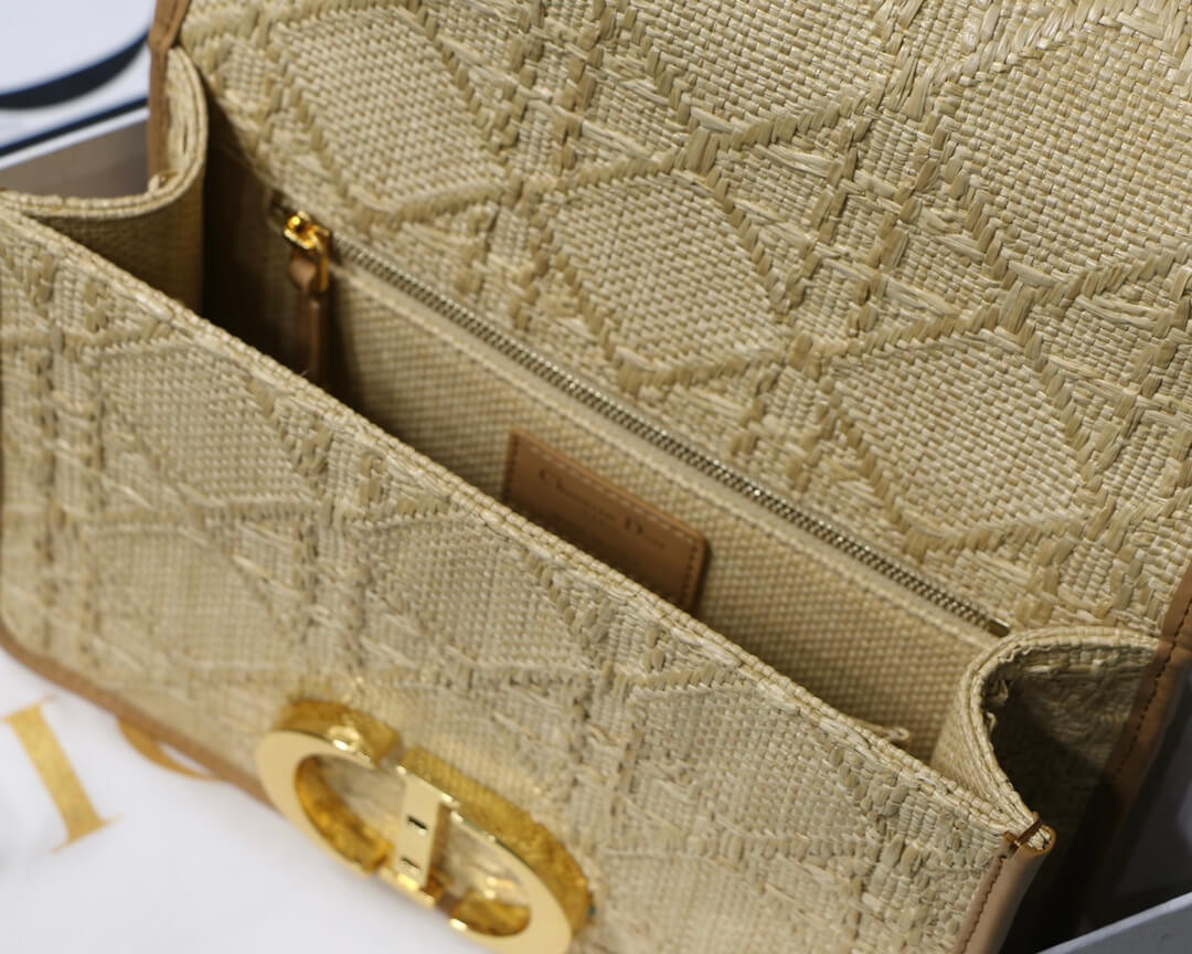 Christian Dior 30 Montaigne Bag Natural Cannage Raffia M9203