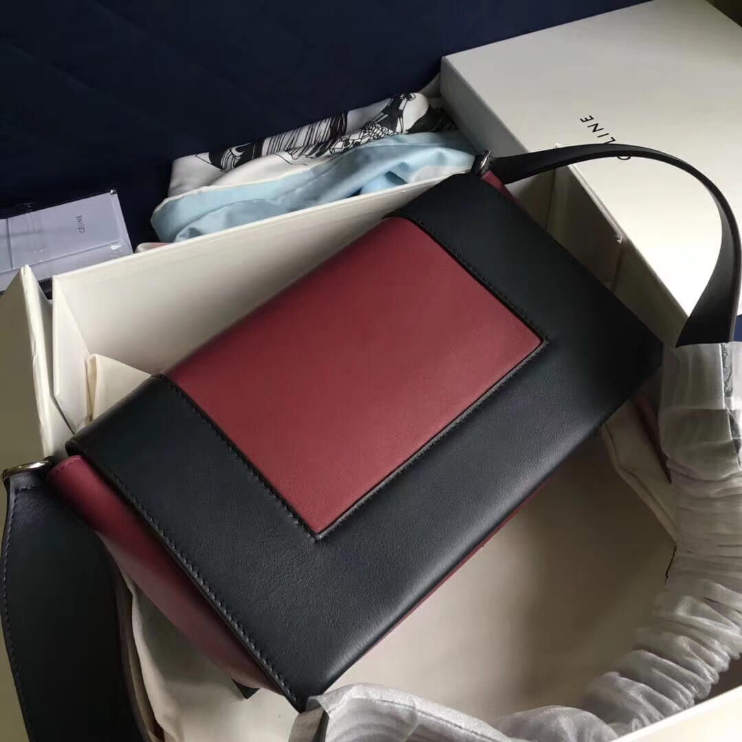 Celine Frame Medium Shoulder Bag 180263 Black/Burgundy