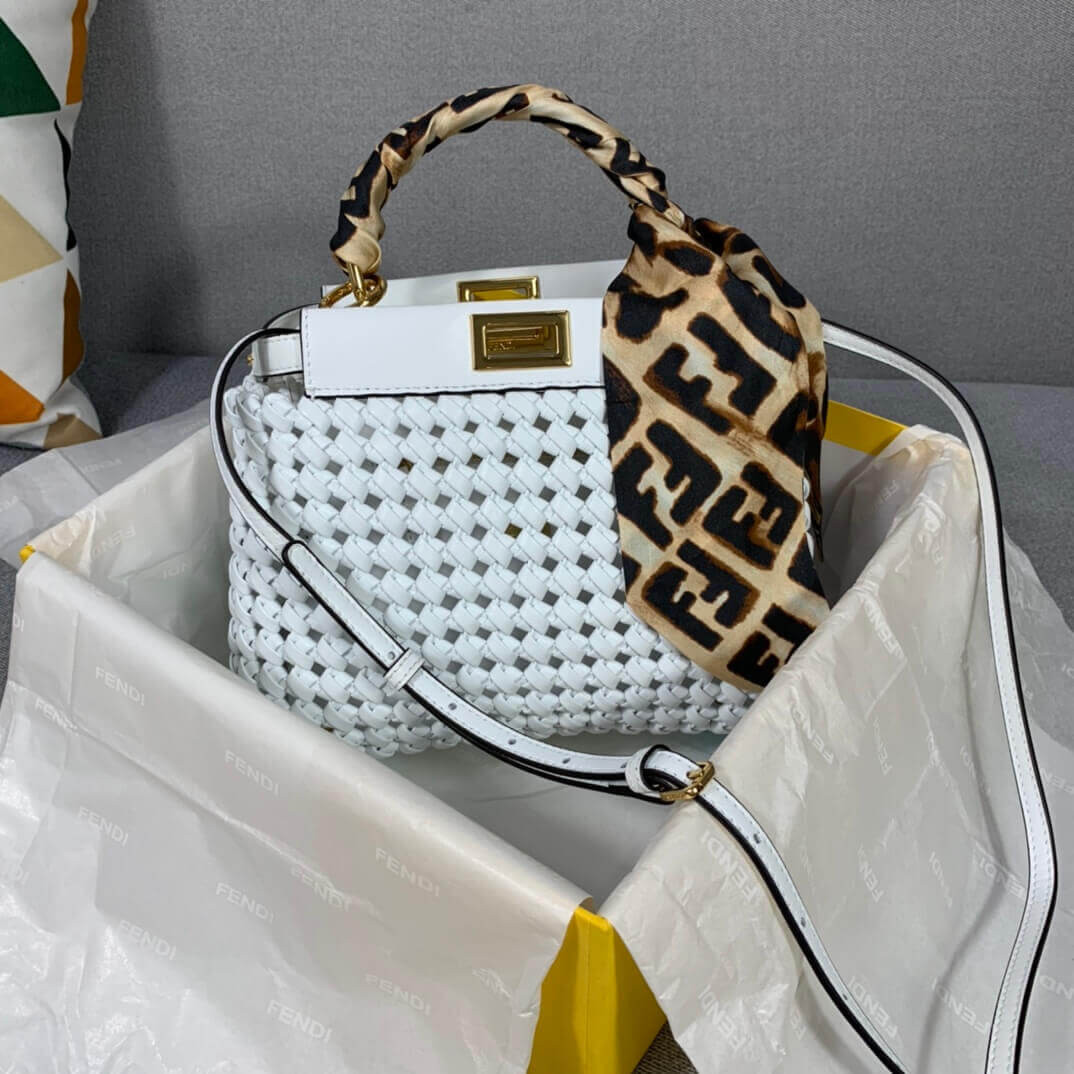 Fendi Peekaboo Iconic Mini Leather Interlace Bag 8BN244