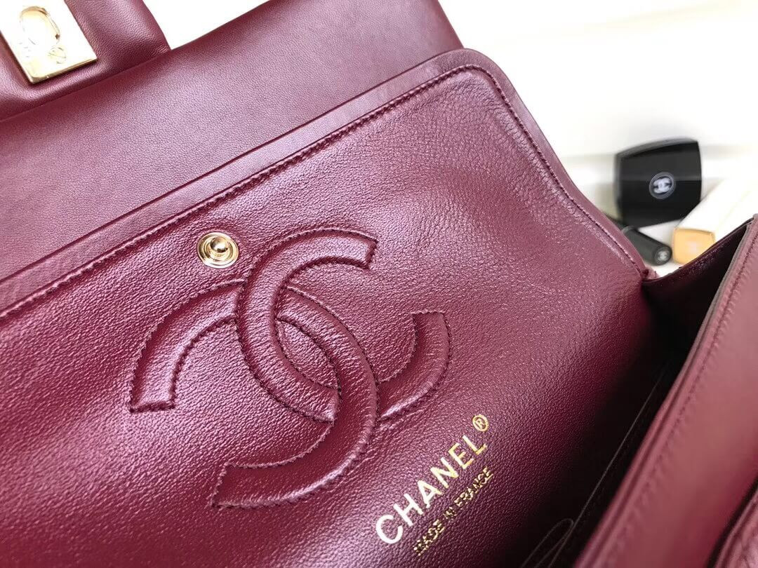 Chanel 1112 Burgundy Medium Size 2.55 Lambskin Leather Flap Bag