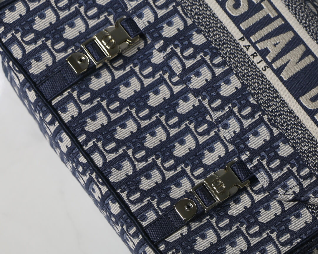Christian Dior Medium DiorCamp Bag Blue Oblique Embroidery M1240
