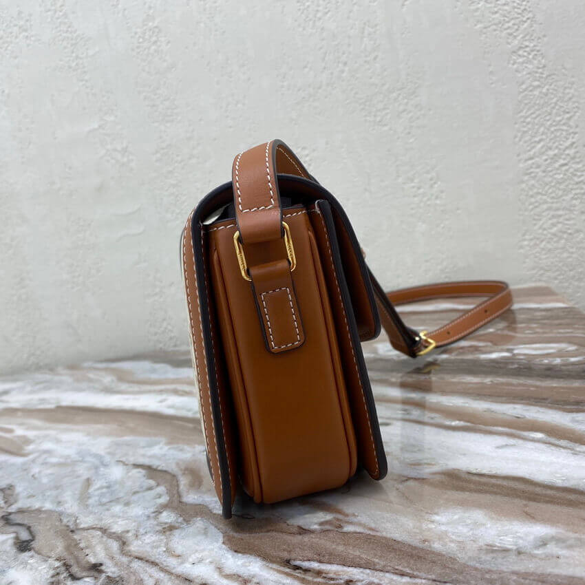 Celine Teen Triomphe Bag in Triomphe Canvas and Calfskin 188882 White